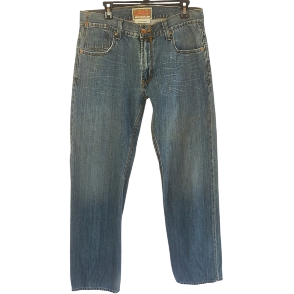 Levi's Men's Blue Jeans Slim Straight Flap Bottoned Back Pockets Waist 36 X34